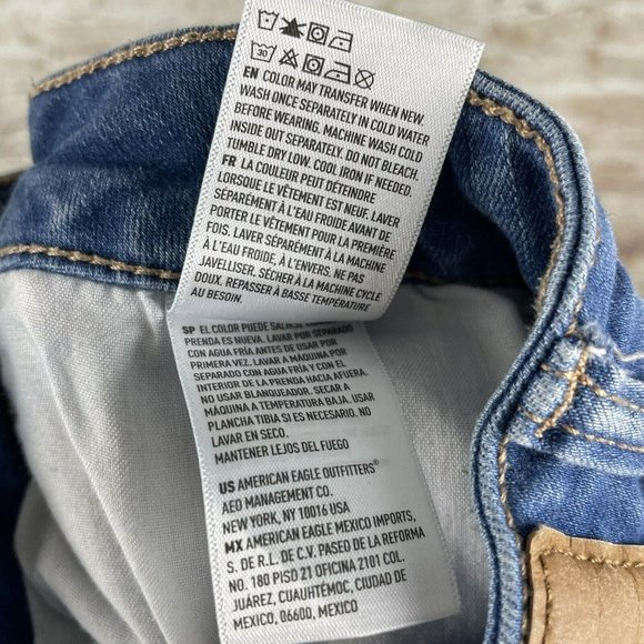 American eagle next level stretch Jegging 14 reg distressed raw hem medium Wash - Picture 9 of 10